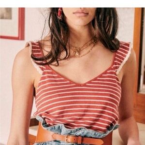 Sezane Noemie top linen striped NWOT